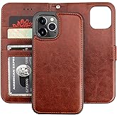 Bocasal Compatible with iPhone 12 Pro Max Wallet Case with Card Holder PU Leather Magnetic Detachable Kickstand Shockproof Wrist Strap Removable Flip Cover 6.7 inch (Brown)