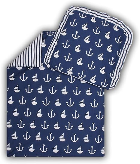 Poussette Kit Parure De Lit Bebe Pour Poussette Coussin Couverture Garnissage Ancre Grand Modele Bleu Motif Steifen Amazon Fr Bebes Puericulture