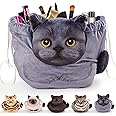 Openhahaha Drawstring Makeup Bag, Cat Makeup Bag, Travel Makeup Organizer, Cosmetic Pouch Bag, Cat Gift for Women, Lay Flat Makeup Bag Gifts for Cat Lovers