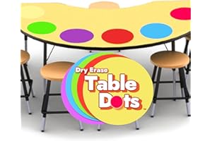 ABACO BRANDS Table Dots Dry Erase Circles Spots for Classroom Teachers 10 Pack | 12" PVC | 5 Colorful Stickers | Removable Desktop Whiteboard White Board Tabletop