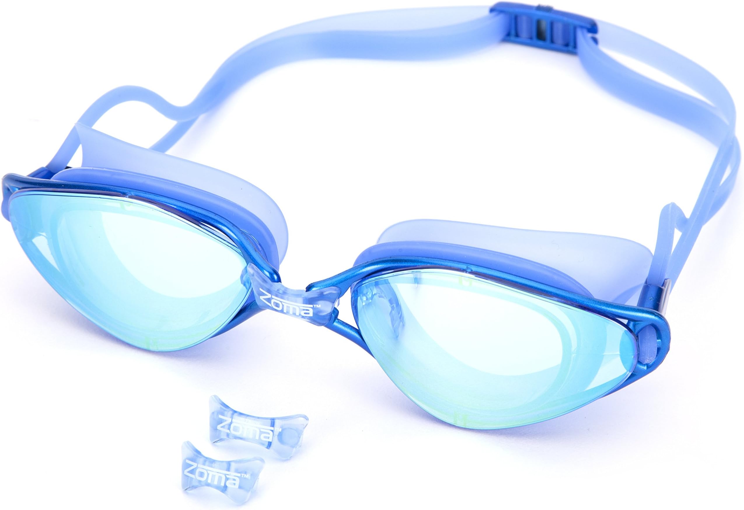 Swimming Goggles with Anti Fog and Adjustable Nose Piece - UV Protection Mirror Lenses for Kids, Junior, Men and Women