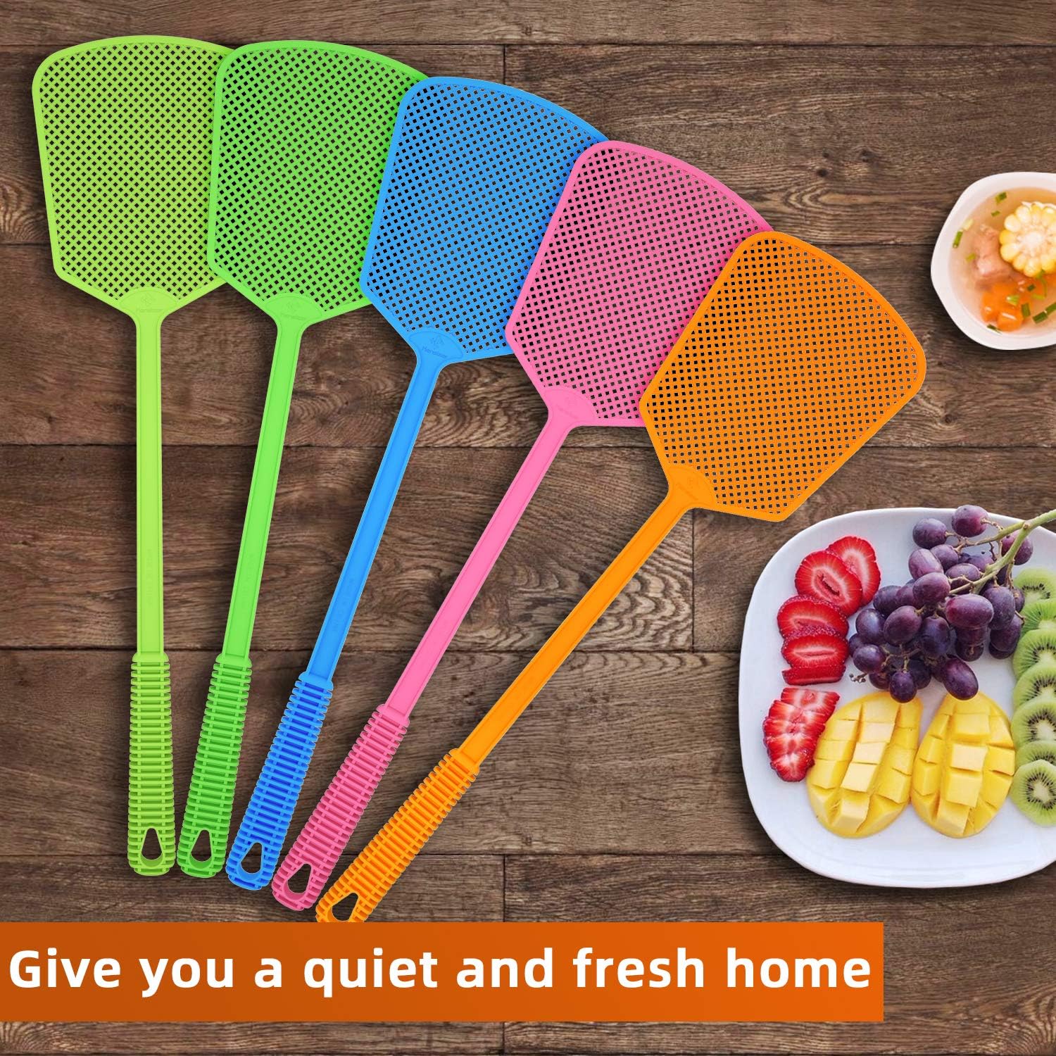 Kensizer 5-Pack Plastic Fly Swatters Heavy Duty, Multi Pack Matamoscas, Jumbo Long Fly Swat Shatter, Large Bug Swatter That Work for Indoor and Outdoor: Garden & Outdoor