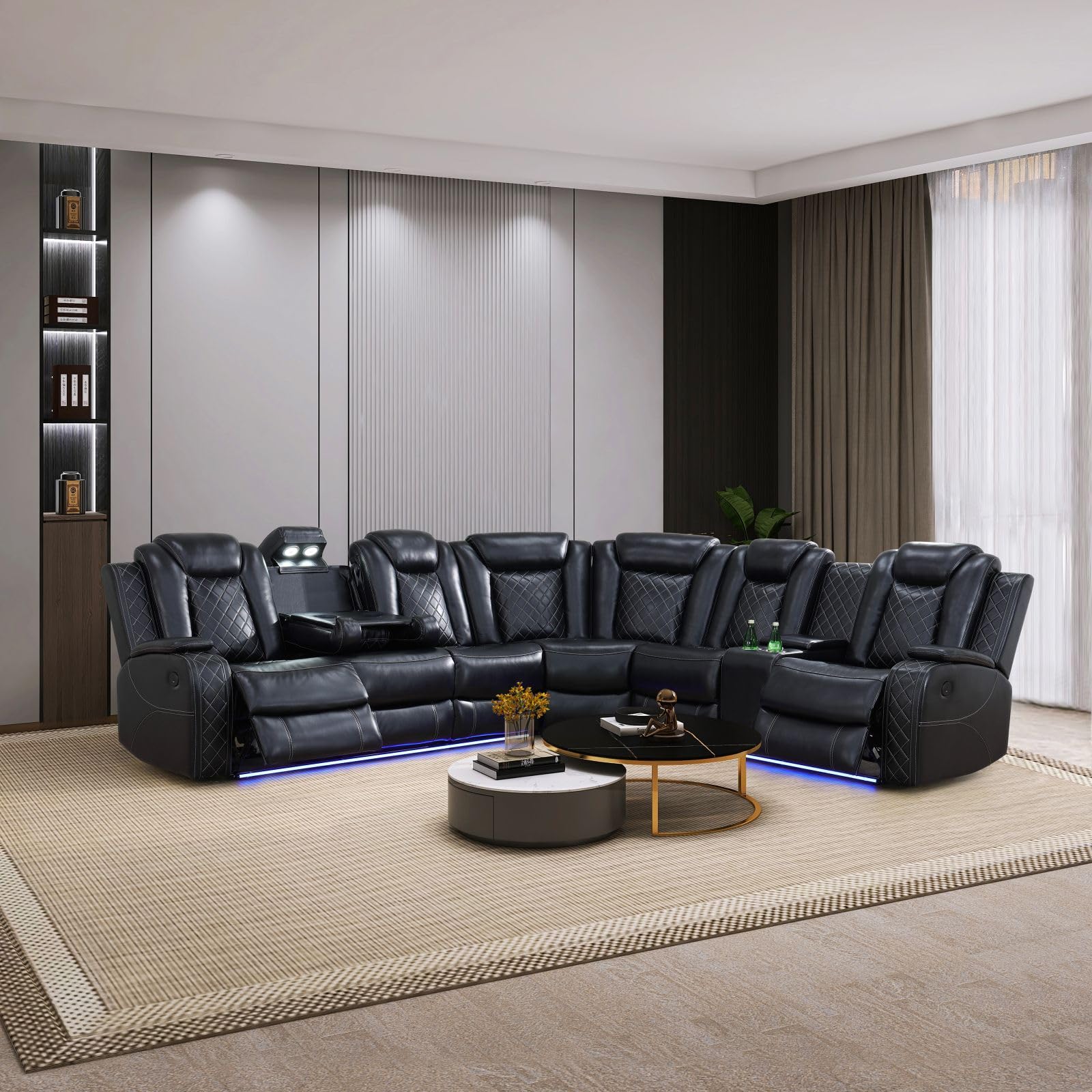 Photo 1 of ****ONE LOVESEAT NOT A COMPLETE SECTIONAL****FUOROLA Cora Power Recliner Living Room Set with LED for Living Room, Dormitory, Guest House, Playroom, Airbnb,Apartment