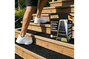 CHUANGSEED 12-Pack Non-Slip Outdoor Stair Treads Grip Tape 6'' x 30'', Heavy Duty Black Grit Anti Slip Tape,High Traction Adh