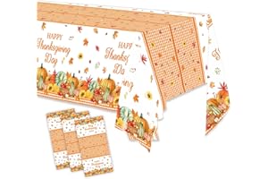 Gifloon Thanksgiving Tablecloth Disposable, Pumpkin Harvest Table Cloth for Fall Party Decorations, Plastic Table Cover for Rectangle Tables Supplies, 54 x 108 Inch