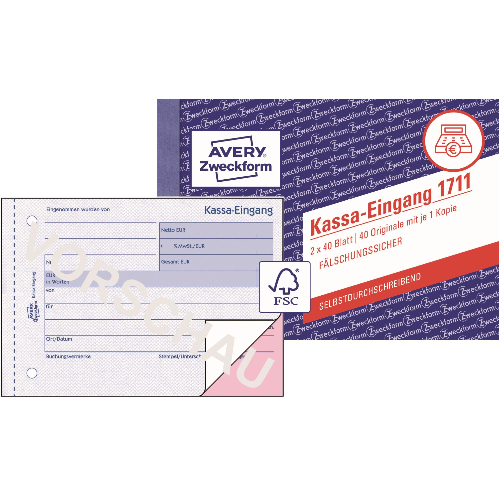 Avery Zweckform 1711 Cash Out A6 SD 2 x 40 Sheets