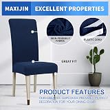 MAXIJIN Navy Blue Jacquard Stretch Dining Chair Slipcovers 6 Sets view 3
