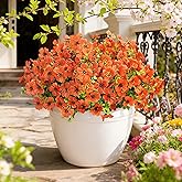 FUTBER 12 Bundles Artificial Flowers for Spring Summer Outdoor Decoration Fake Flowers uv Resistant Artificial Outside Flowers Faux Greenery for Porch Garden Home Patio Valentine's Day Decor (Orange)