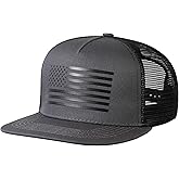 UALON Baseball Cap, Snapback Trucker Hat for Men & Women with American Flag and Adjustable, Breathable Mesh, Flat Bill Hats