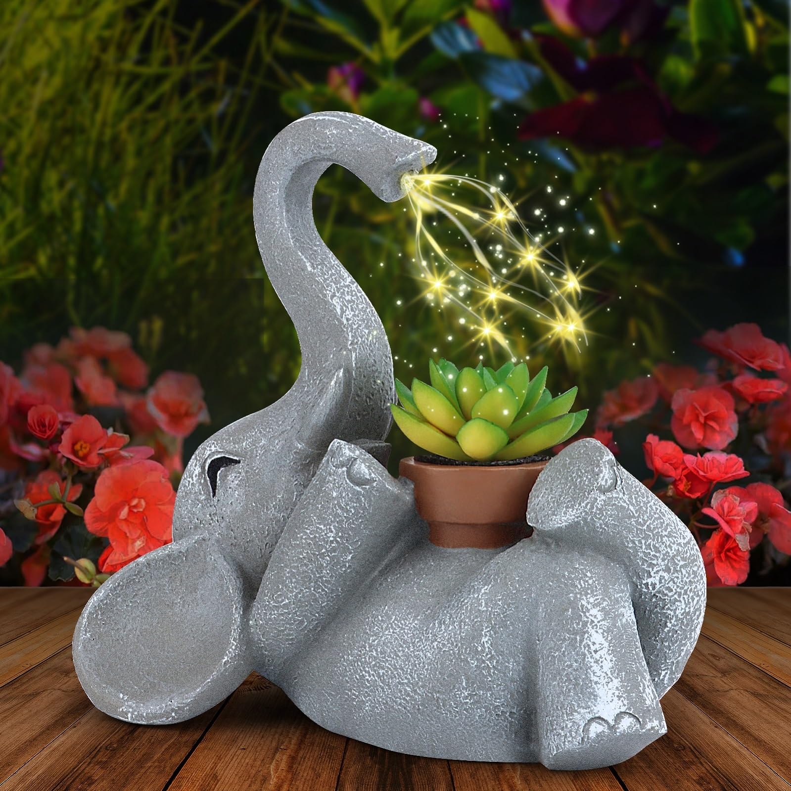 Photo 1 of GRECOMEIN Elephant Statue for Garden Decor with LED Solar Lights,Elephant Gifts for Women,Outdoor Statue Decorations,Garden Statues,Funny Patio and Outdoor Yard Decoration