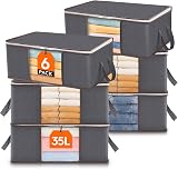Lifewit 6 Pack Clothes Storage Bags Foldable Bin with Clear Window Gray