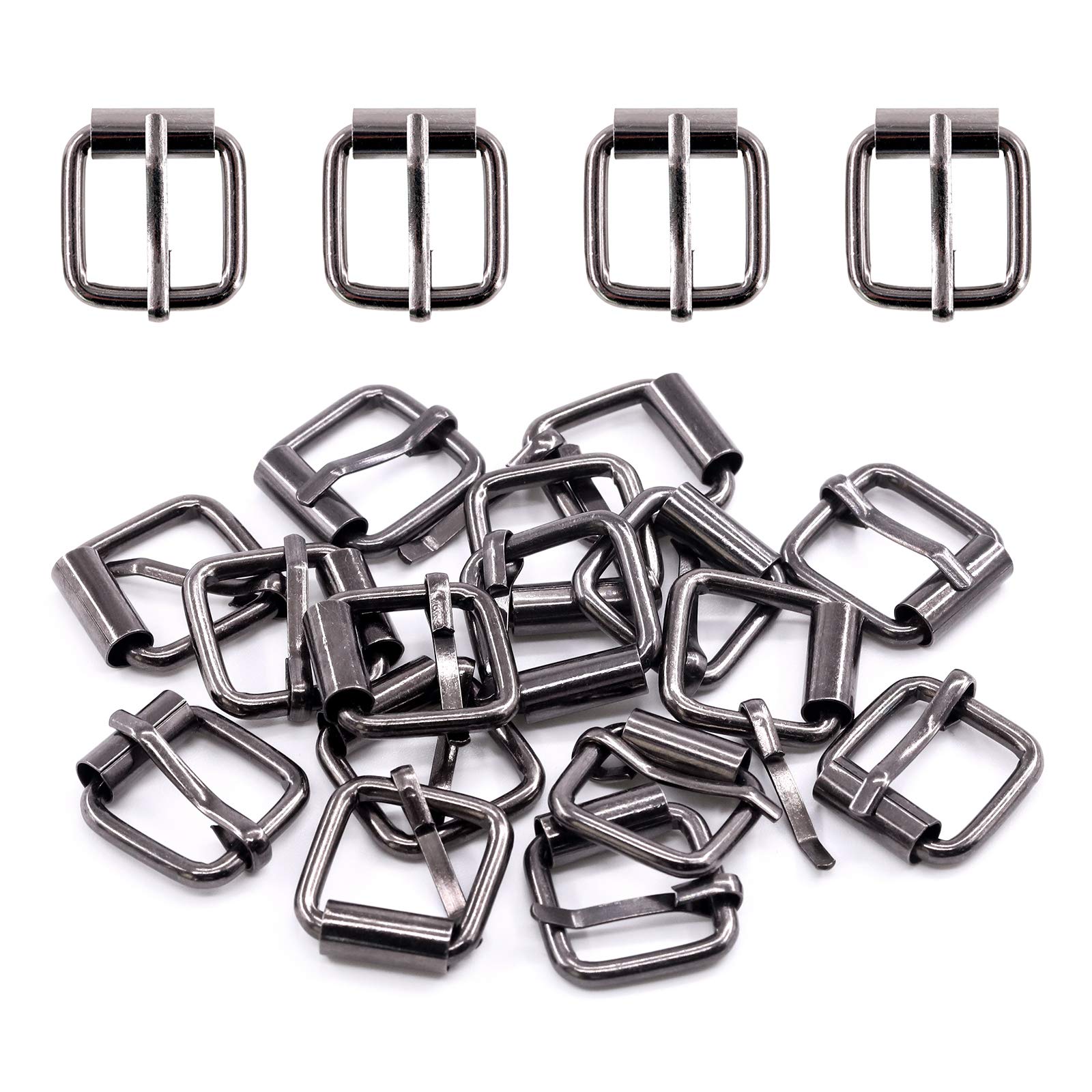 Swpeet 60Pcs Heavy Duty 5/8 Inch - 15mm Gun-Black Multi-Purpose Metal Roller Buckles Metal Rings for Belts Hardware Bags Ring Hand DIY Accessories Keychains Belts and Dog Leash