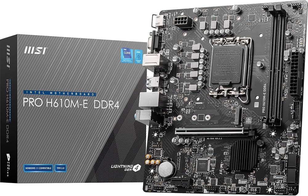 MSI PRO H610M-E DDR4 Motherboard Micro-ATX LGA 1700 Intel 12th Gen 2x DIMM 1x