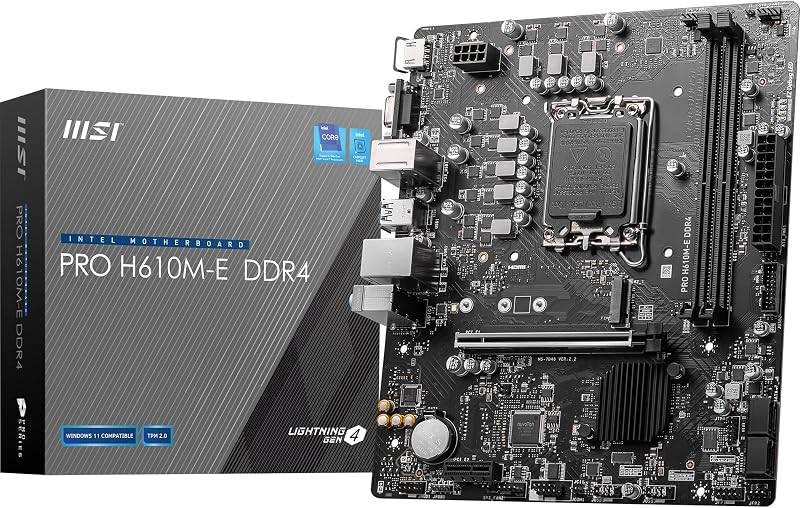 MSI PRO H610M-E DDR4 Motherboard Micro-ATX LGA 1700 Intel 12th Gen 2x DIMM 1x