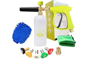 ESP EXTRA-SENSORY PERCEPTION ESP Car Wash Foam Gun High Pressure Car Washer Household Water Gun Foam Generator Washing Blaster 5 Nozzle Tip M22 Adapter with 1 Liter Bottle Washing Mitts Towel
