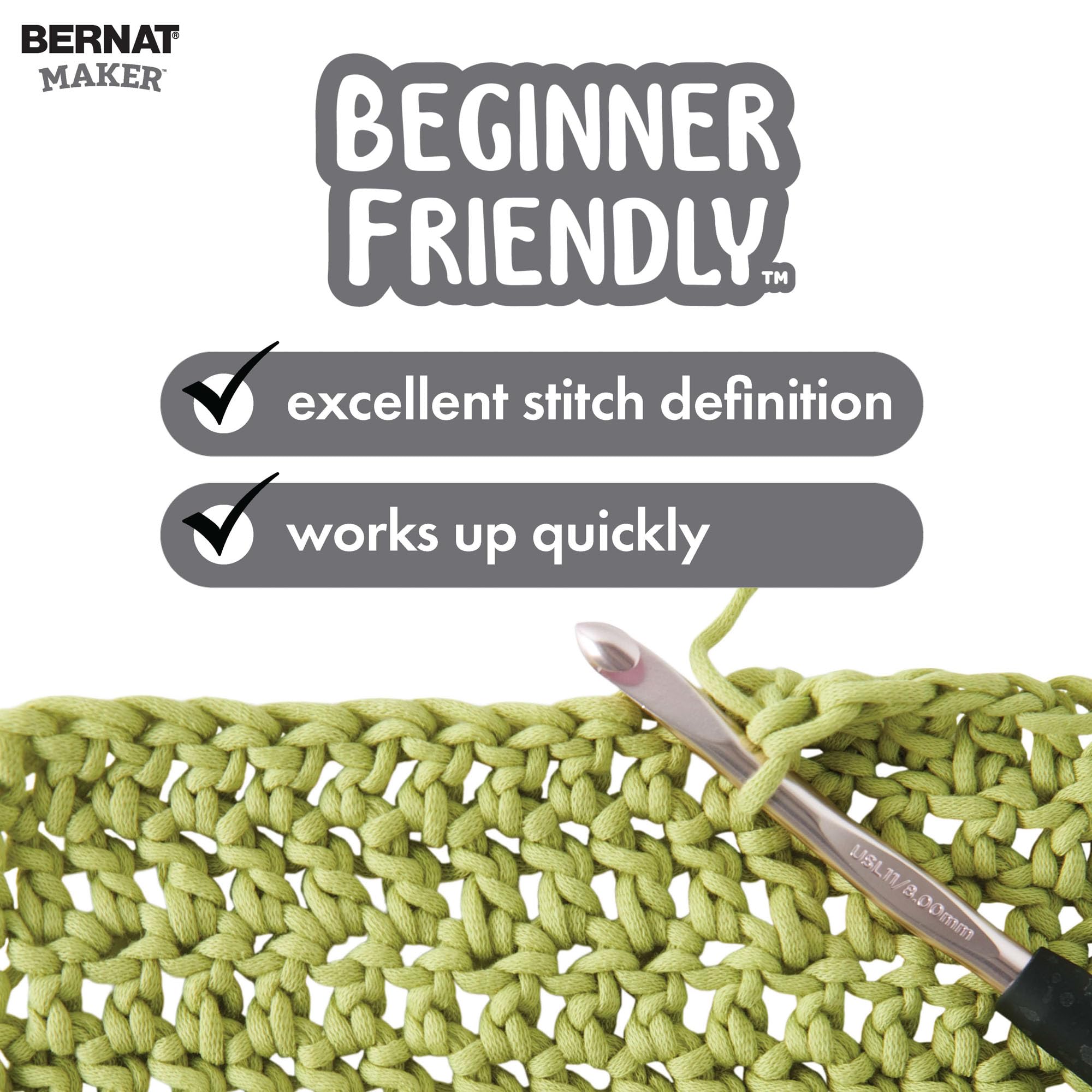 Bernat Maker Steel Blue Yarn - 2 Pack of 250g/8.8oz - 72% Cotton 28% Nylon - #5 Bulky - 290m/317Yards - for Knitting, Crochet and Amigurumi