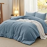 Bedsure Queen Comforter Set, Dusty Blue Soft Prewashed Bedding for All Seasons, 3 Pieces GentleSoft™ Bed Set, 1 Lightweight Comforter (90"x90") and 2 Pillowcases (20"x26")