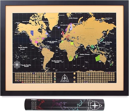 gold scratch off world map Amazon Com Mynewlands Gold Scratch Off World Map Wall Poster With gold scratch off world map