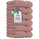 DAN RIVER 6-Pack Premium Hand Towels (16x28 Inches) - 100% Cotton, Ultra Soft, Lightweight, Highly Absorbent Towels for Bathroom, Spa, Gym, Salon, Hotel, and Travel - Dusty Pink