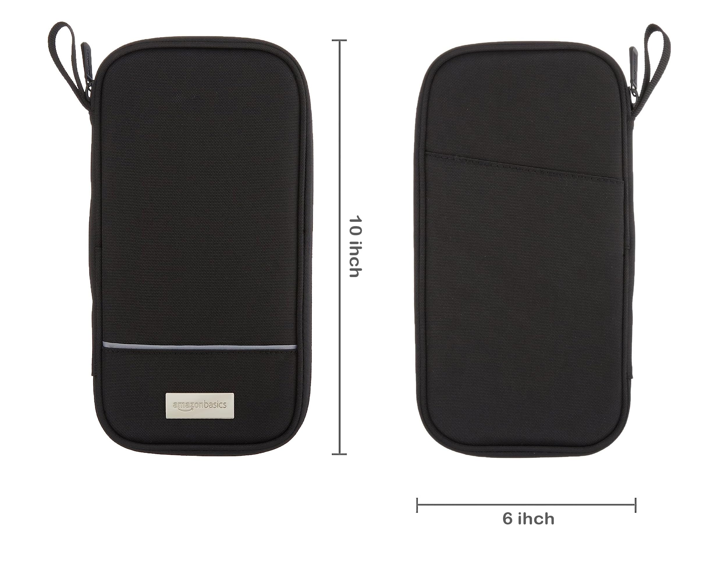 Amazon Basics RFID-blocking Passport Wallet, Passport Holder for Travel, 100% Nylon Material with Durable Zipper Closure, Zippered Pockets, Slots for Cards, 10