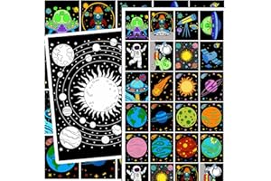QICI 20pcs Space Velvet Coloring Posters DIY Crafts Bulk Fuzzy Velvet Coloring Posters Space Party Gifts Astronaut Party Decorations Gatherings Family Time School Activities