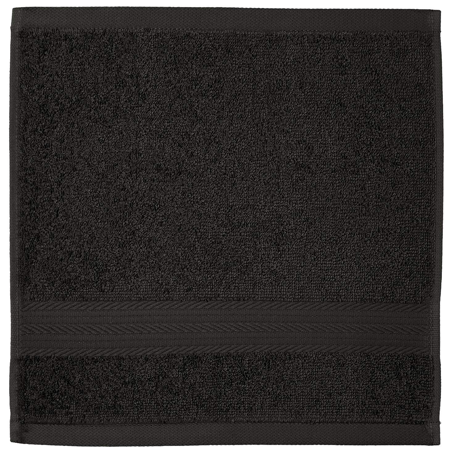 Amazon Basics Cotton Washcloths for Face, Soft, Absorbent, 12-Pack, Black, 12 Inch x 12 Inch