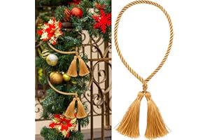Zhengmy 15 Pcs 24 Inch Christmas Garland Ties with Tassels Decorative Twist Tie for Banister Reusable Flexible Twist Tie for Garland Fireplace Staircase Banister Home Xmas Holiday Decorations (Gold)