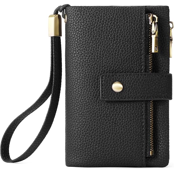 SUVERCH Women's Small RFID Blocking Leather Wallet - Mini Purse With ID Window (Black)
