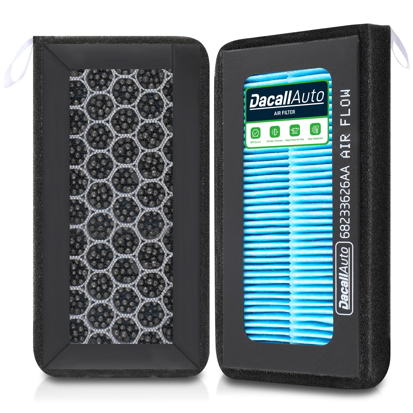 Photo 1 of Dacall 2pcs Set HEPA Cabin Air Filter With Activated Carbon for Jeep Wrangler 3.6L/3.8L (2011-2017), for Wrangler JK 3.6L (2018). Replace CF11777, 68233626AA, C16177