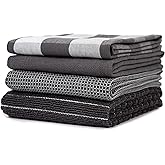 Sticky Toffee Kitchen Towels 28x16 in – 100% Cotton Gray Dish, Hand, and Tea Towels in Flat, Terry, Waffle, and Herringbone Weaves