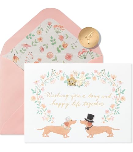 Whitman And Daughter Hund Hochzeitskarte, 12,7x17,8 Cm, Mit Umschlag - Süße Tierliebhaber Karte Für Verlobung & Geburtstag