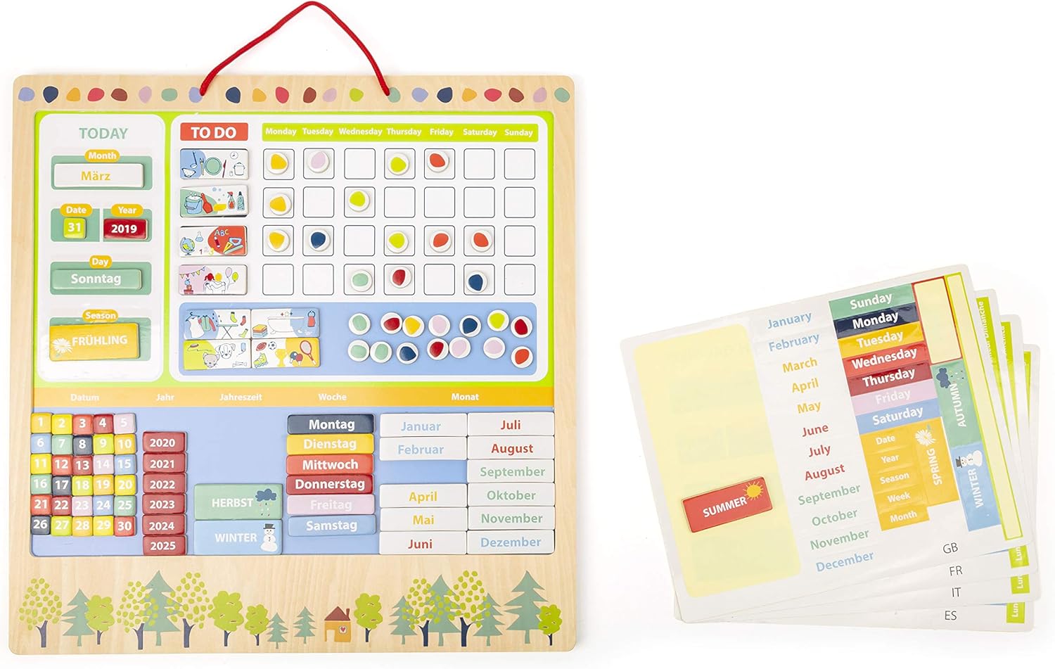 Small Foot 11460 Magnetic Weekly Planner Educate made of FSC® 100%-certified wood, a daily planner for kids' learning - Image 3