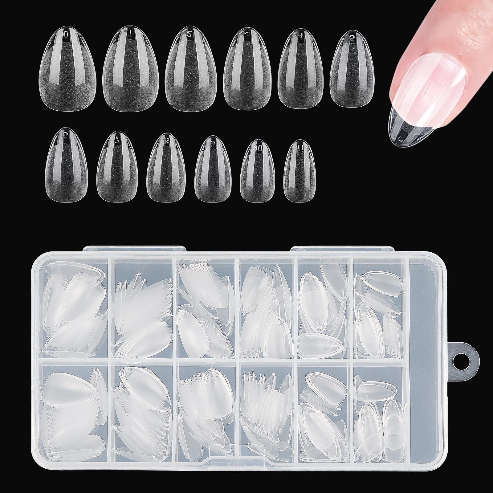 Lusofie 240Pcs Extra Short Almond Nail Tips - Pre-Filed Half Matte Press On Clear Acrylic Full Cover Fake Short Gel X Tips for Nail Extensions (XS)