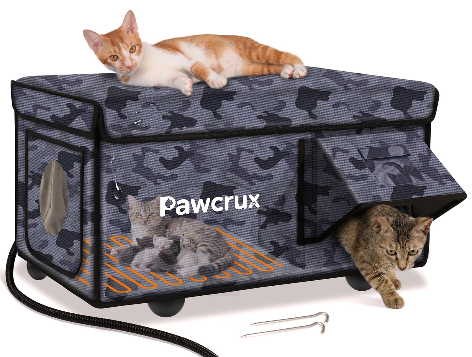 Photo 1 of Weatherproof Heated Cat House for Outdoor in Winter, Heated Cat Bed Kitty Shelter with Cat Heating Pad, Insulated & Safe Escape Door, Warm Home for Outside Stray Cat