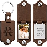JONZIN Custom Keychain with Picture, Personalized Photo Gift for Men | 3-Sided Personalizable, Double Leather Protection, Scratch Fade Resistant, Customized Gifts for Men