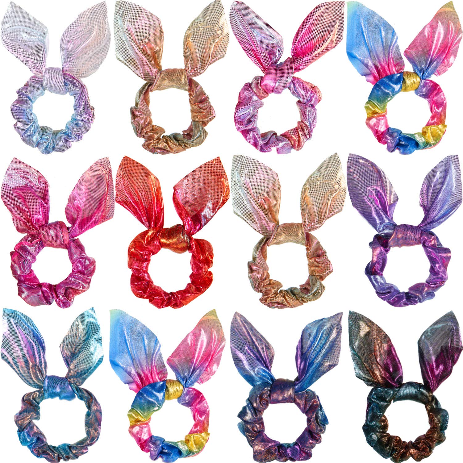 12 Pieces Hair Scrunchies Rabbit Bunny Ear Bow Bowknot