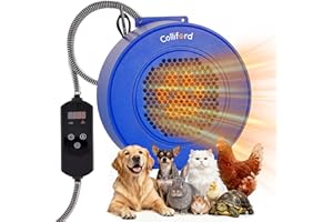 500W Metal Dog House Heater, 24H Timer & Smart 40-115°F Thermostat Pet House Heater, 9.8FT Chew-Proof Cord, Wall Mount Kennel