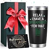 Lifecapido Best Boss Gifts for Men, Relax I Have A Spreadsheet for That Tumbler with Card, Funny Christmas Birthday Accountant Spreadsheet Gifts for Boss Male Manager Men(20oz, Black)