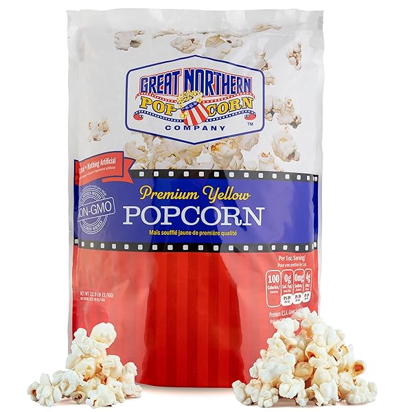YELLOW POPCORN KERNELS BULK RESEALABLE 12LB BAG – NON-GMO PREMIUM GOURMET POPCORN KERNELS FOR POPPING IN MICROWAVE, STOVETOP, OR MACHINE BY GREAT NORTHERN POPCORN