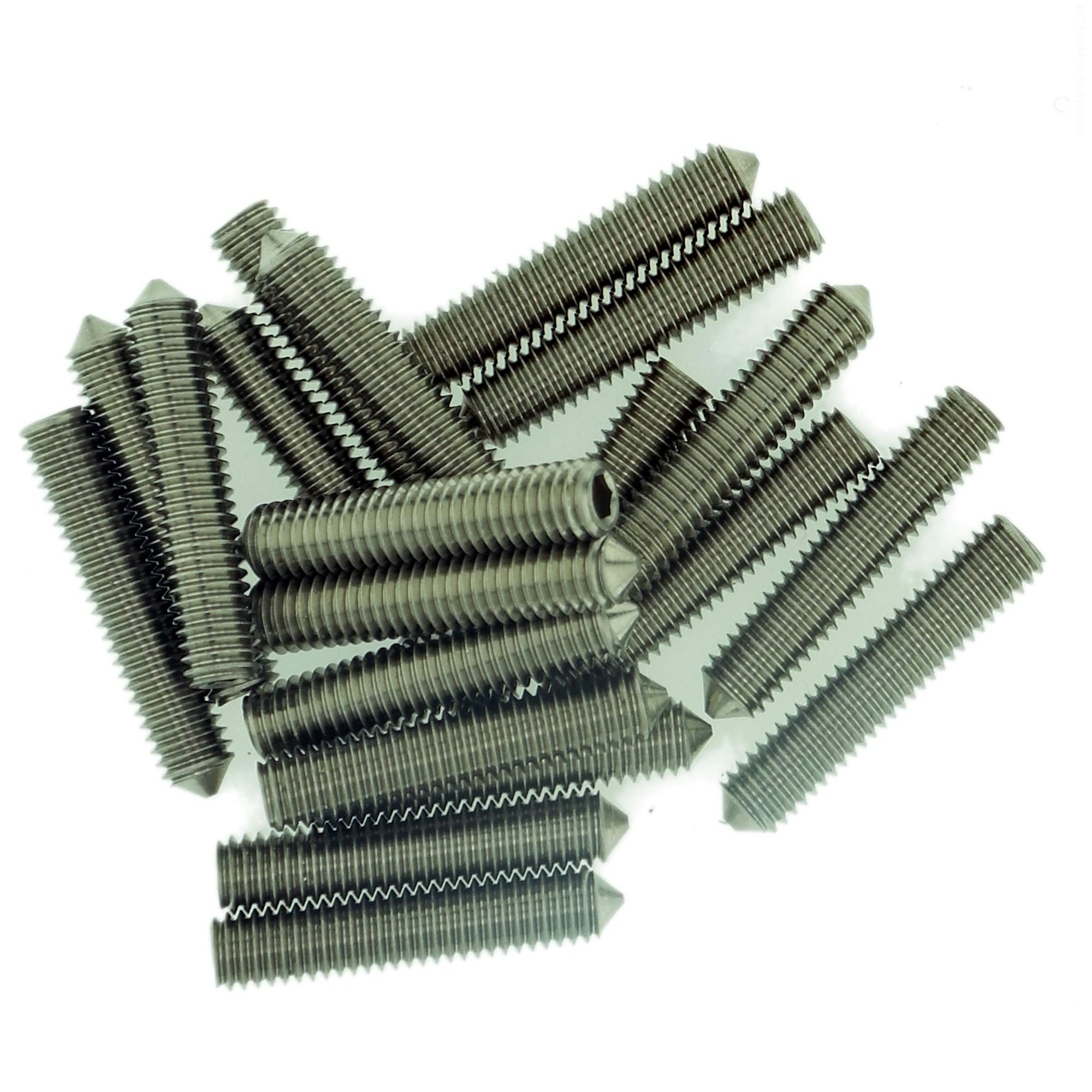 M8 (8mm x 6mm) Hex Socket Grub Screw (Cone Point) - Stainless Steel (A2) (Pack of 20)