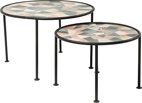 Kare Coffee Table Other Multicoloured Coccio Set Of 2 51 X 51 X 63 Cm Amazon De Kuche Haushalt