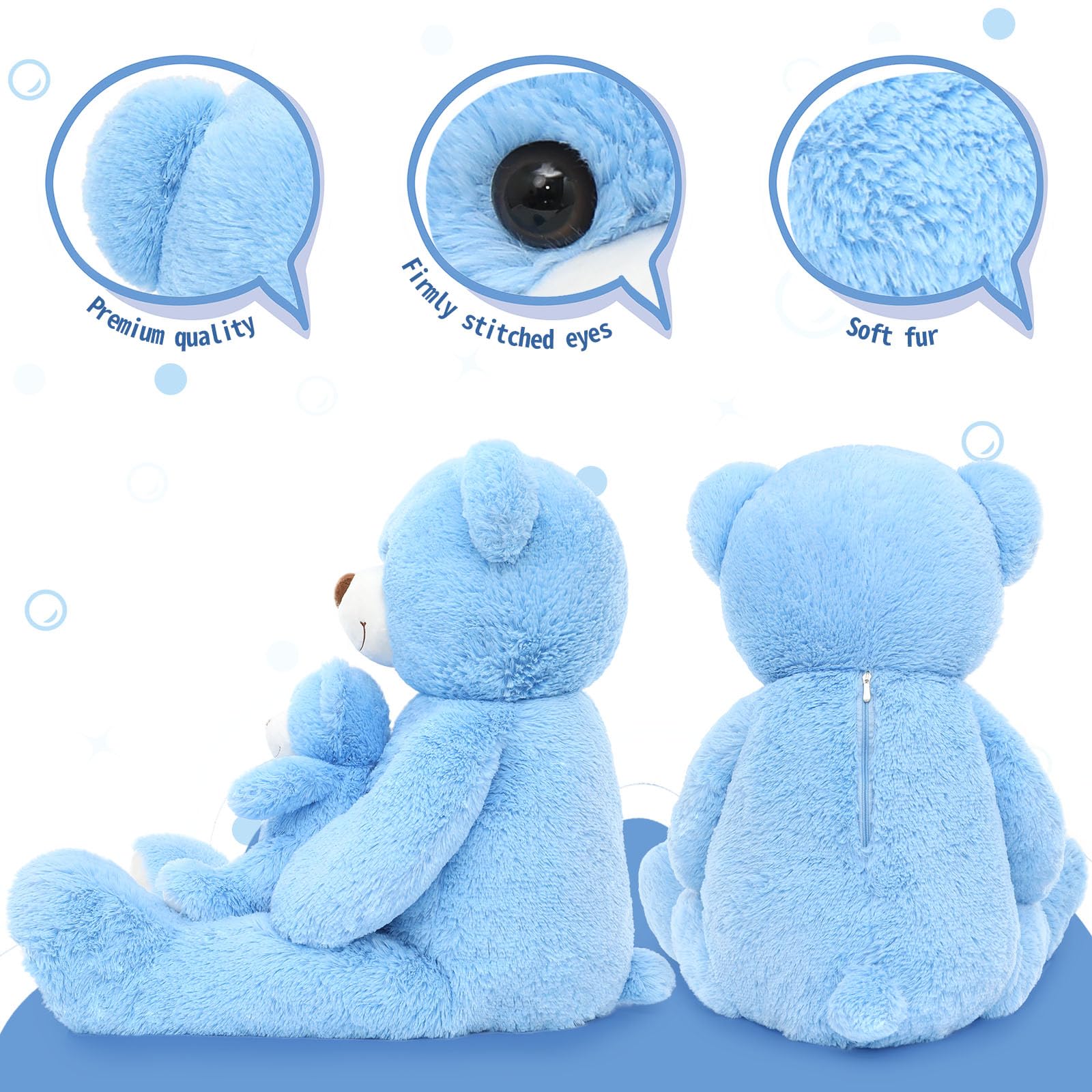 MorisMos großer Teddybär 100cm mit kleinbär, weich Teddybär groß XXL, Riesen Teddys XXL Kuscheltier für Freund Mann Männer 4