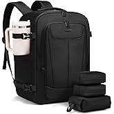 LOVEVOOK Travel Backpack for Men, 40L Carry on Backpack Flight Approved with 3 Packing Cubes, Extra Large Personal Item Bag Fits 17.3 inch Laptop for Airplanes, Water Resistant Daypack, Black