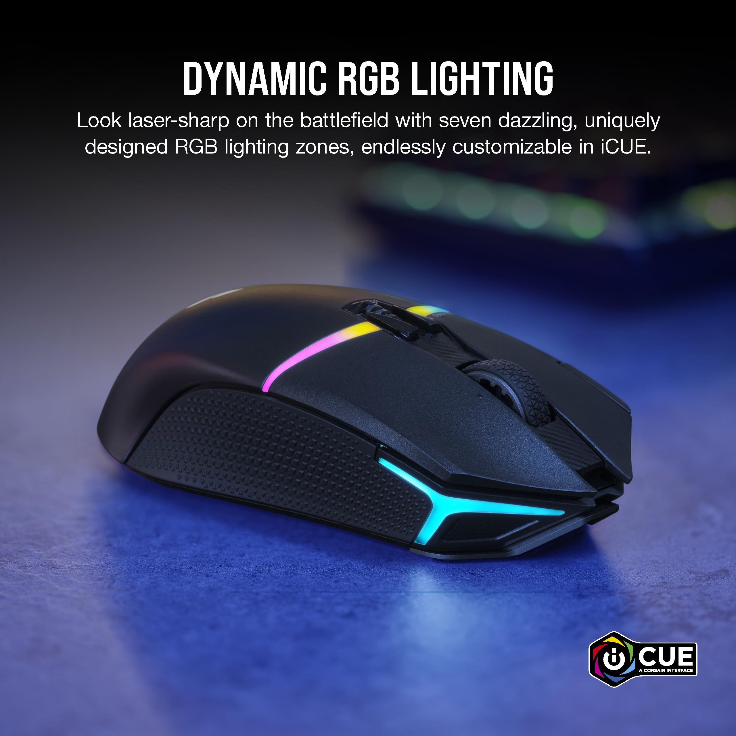 Corsair NIGHTSABRE RGB Wireless Gaming Mouse for FPS, MOBA - 26,000 DPI - 11 Programmable Buttons - Up to 100hrs Battery - iCUE Compatible - Black