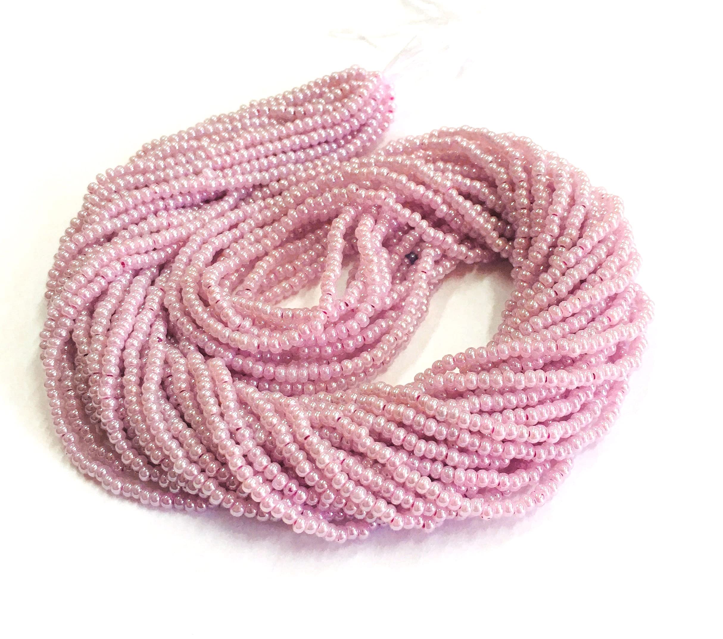 Perlin Seed Beads 2 mm Preciosa Ornela Czech 9000 Pieces CZ Glass Beads 11/0 24 on Multiple Strands (Pink Ceylon)