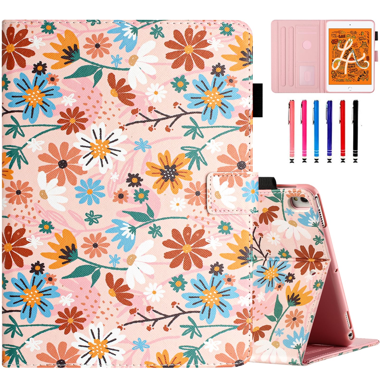 MOKASE Case for iPad (A16) 11th Generation 11 inch 2025 / iPad 10th Generation 10.9 Inch 2022, Slim Folio Protective Stand Cover with Smart Auto Wake/Sleep & Pencil Holder, Matisse Daisy