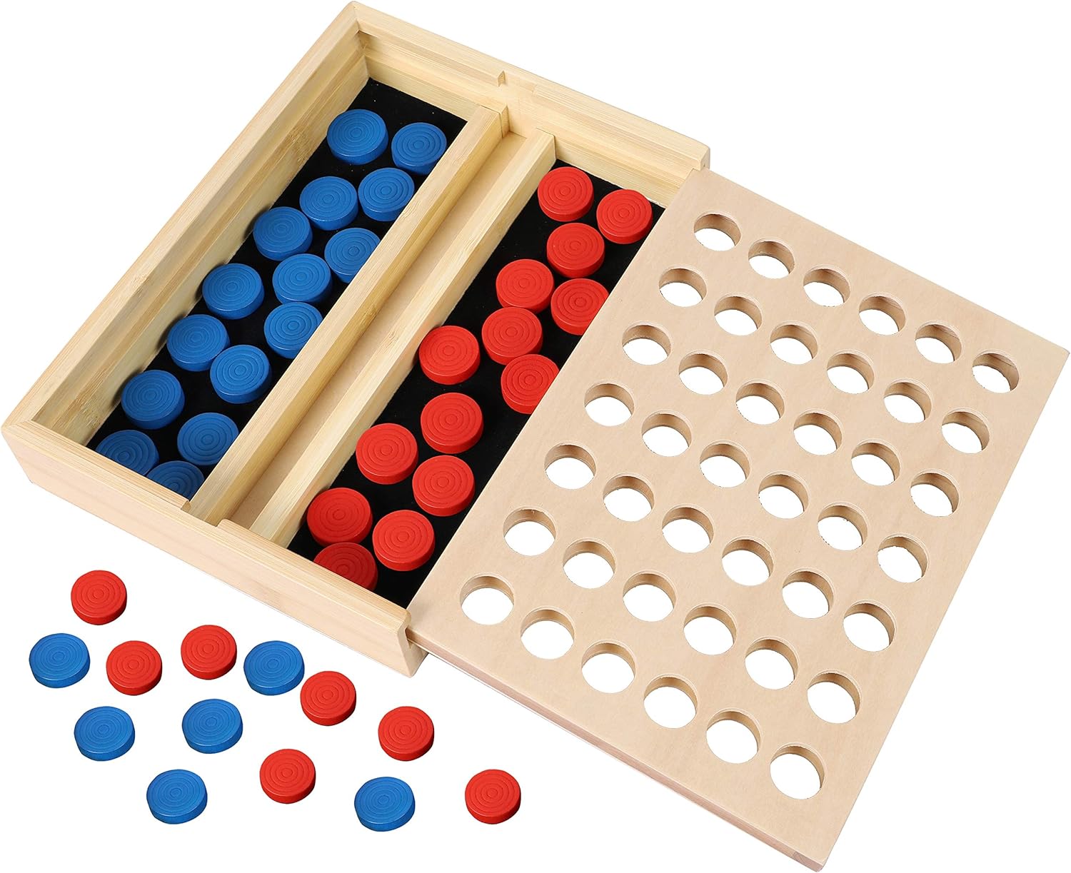 TOWO Wooden 4 in a Row Game, Classic Strategy Game for Adults Children-Connect the 4 Discs of Same Colour in a Row - Image 3