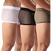 Nebesheii Mens Underwear Sexy Mesh Boxer Briefs,Cool See Through Soft Underpants
