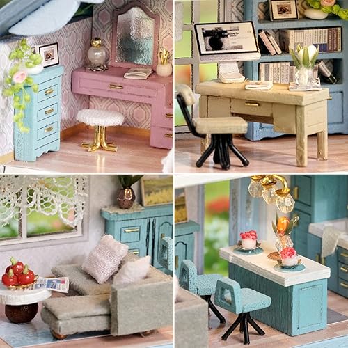 Roroom DIY Miniature and Furniture Dollhouse Kit,Mini 3D Wooden