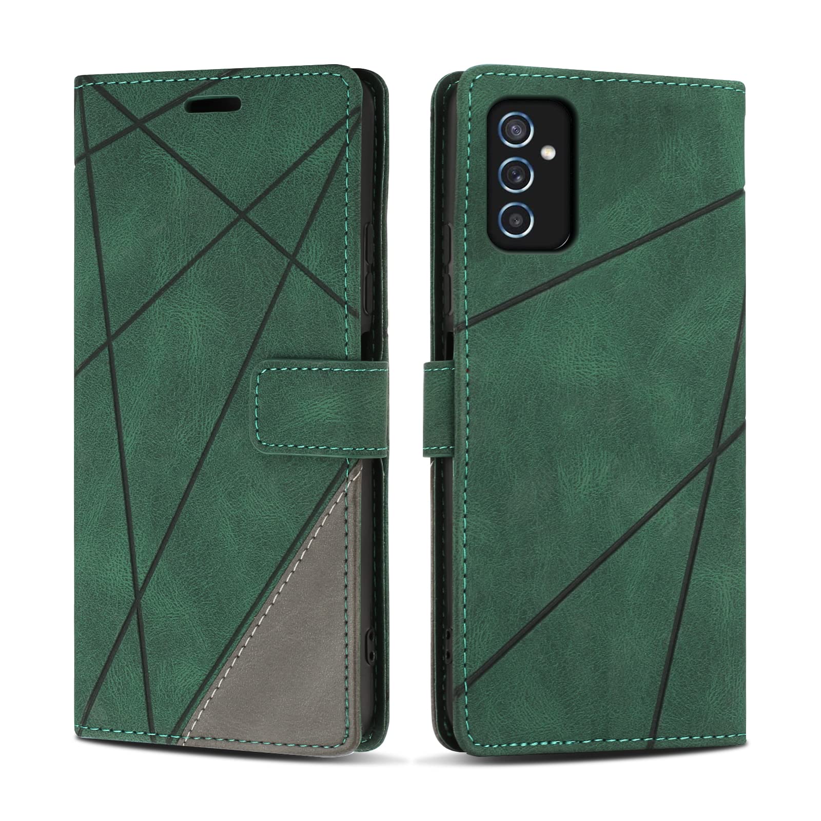 SONWO Case for Galaxy M52 5G, Premium PU Leather Flip Wallet Case Magnetic Closure Cover Case Card Slots kickstand Phone Case for Galaxy M52 5G, Green